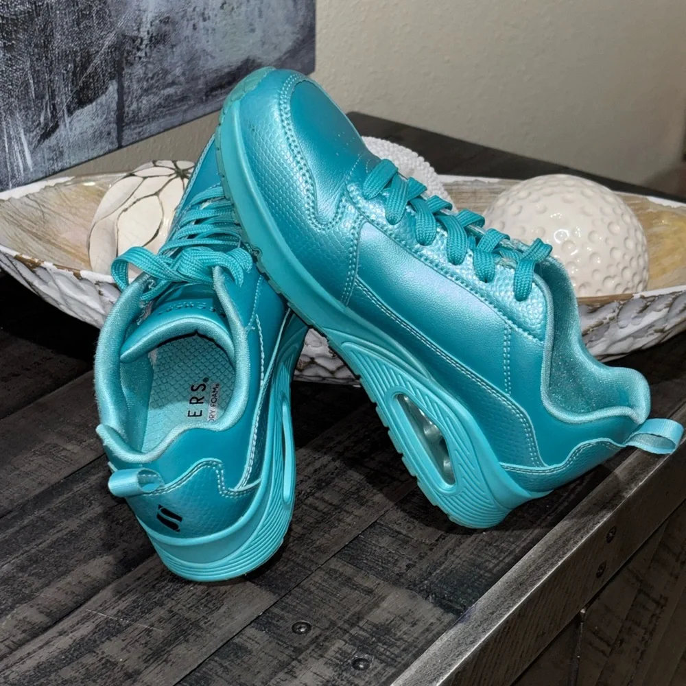 Skechers Women's Street Uno-Slither & Shine teal casual shoes SZ6.5 - Picture 1 of 10